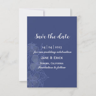 Save The Date Flore bleu simple non photo