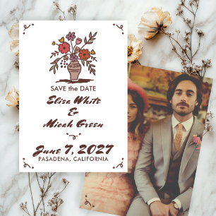 Save The Date Flore Vase Whimsical Rustique Croquis photo person