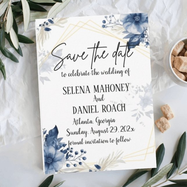 Save The Date "Flores d'anémones bleues : Mariage floral" (Créateur téléchargé)