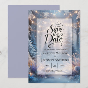 Save The Date Flores d'hiver dans le Mariage de pins givrés