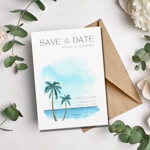 Save The Date Florida Beach Photo Aquarelle Destination Mariage