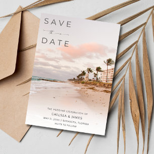 Save The Date Floride Beach Destination Mariage Photo