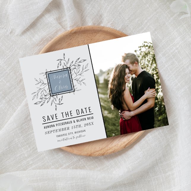 Save The Date Foliage délicat | Dusty Blue | Mariage (Créateur téléchargé)