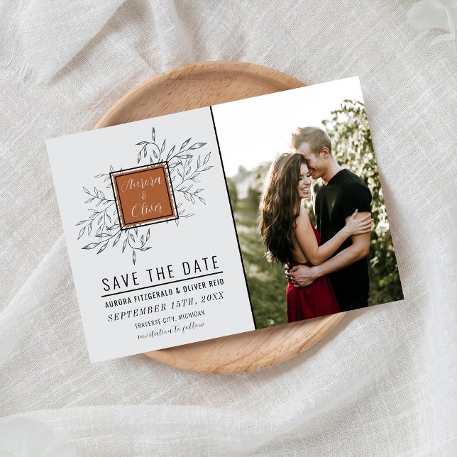 Save The Date Foliage délicat | Terre cuite | Mariage (Créateur téléchargé)