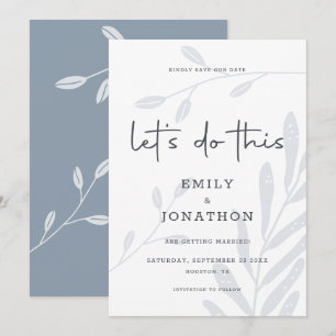 Save The Date Foliage Dusty Blue Enregistrer La Date