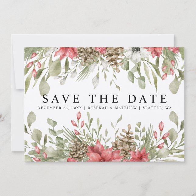 Save The Date Foliage Mariage de Noël | Photo Enregistrer La Dat (Devant)
