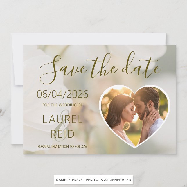 Save The Date Fond de fleur de rose blanche romantique rêveuse (Créateur téléchargé)