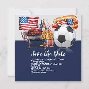 Save The Date Football 4 juillet Fête de l'Indépendance Amérique