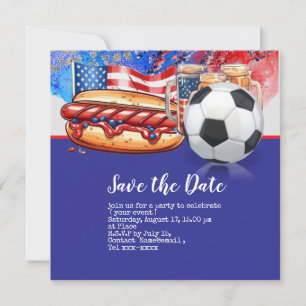 Save The Date Football 4 juillet Fête de l'Indépendance Amérique