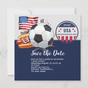 Save The Date Football 4 juillet Fête de l'Indépendance Amérique