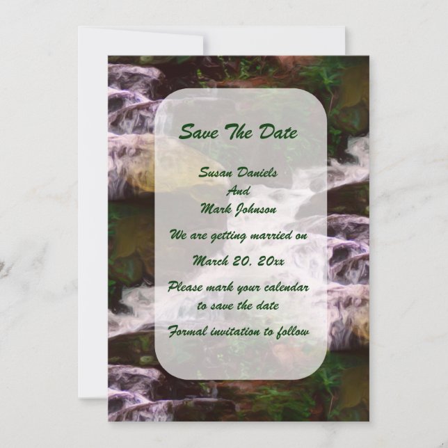 Save The Date Forêt Cascade Nature Mariage (Devant)