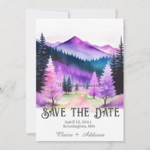 Save The Date Forêt d'aquarelle rouge et bleu rustique