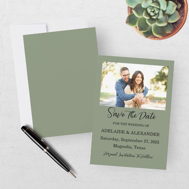 Save The Date Forêt de bois Photo Mariage Green (Créateur téléchargé)