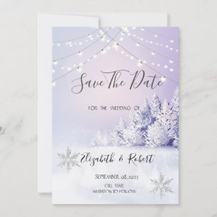 Save The Date Forêt de neige hivernale violette Enregistrer la d