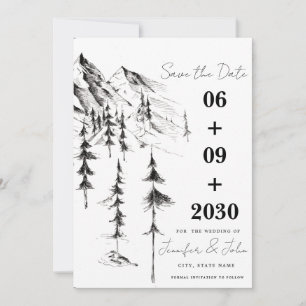 Save The Date Forêt dessinée à la main et mariage de destination
