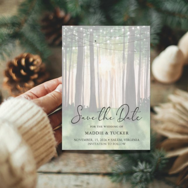 Save The Date Forêt d'hiver | Rustic String Lights Enregistrer l (Créateur téléchargé)