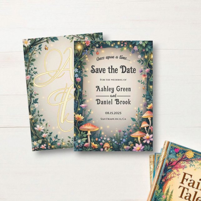 Save The Date Forêt enchantée Bois Floral Fairytale Mariage (Créateur téléchargé)