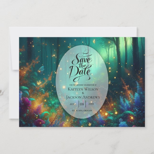 Save The Date Forêt enchantée de bijoux radiants Mariage (Devant)