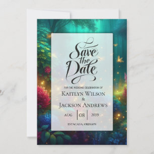 Save The Date Forêt Enchantée de Mariage aux Joyaux Radieux