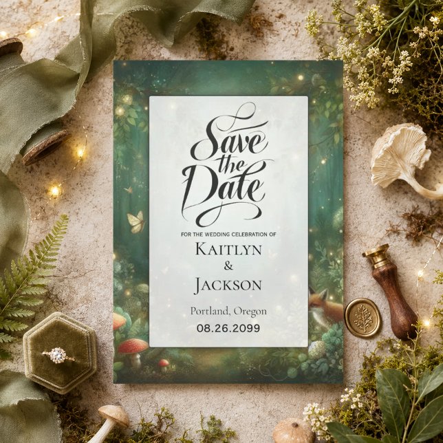 Save The Date Forêt Enchantée Vert Émeraude  (Créateur téléchargé)