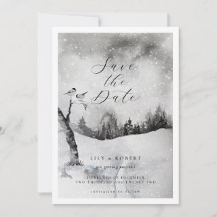 Save The Date Forêt neigeuse Ethereal Mariage d'hiver