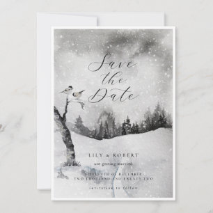 Save The Date Forêt neigeuse Mariage d'hiver Économisez Les Cart