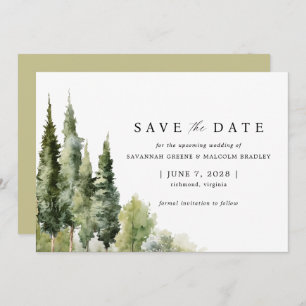 Save The Date Forêt rustique   Moderne Mariage extérieur verdoya
