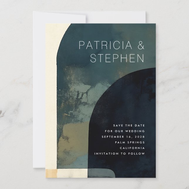 Save The Date Forme Abstraite de l'arc photo de peinture Mariage (Devant)