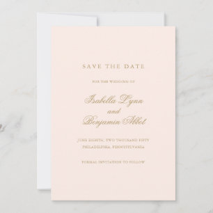 Save The Date Formel Elegant Non Photo Gold Blush Mariage