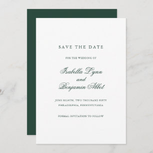 Save The Date Formel non photo Forêt verte Élégant mariage