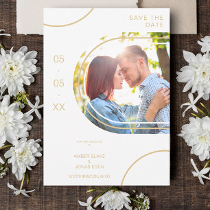 Save The Date Formes Abstraites mariages Photo Couple Golden Eff