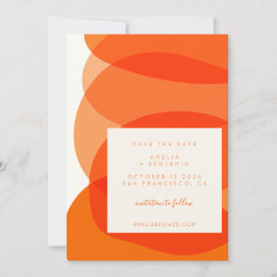 Save The Date Formes Abstraites modernes en Mariage orange chic