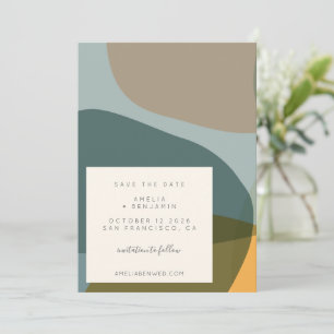 Save The Date Formes Abstraites modernes Taupe Turquoise