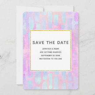 Save The Date Formes rectangulaires violettes et bleues sur Mari