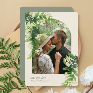 Save The Date Fougères Florales Mariage Épargnez la Date