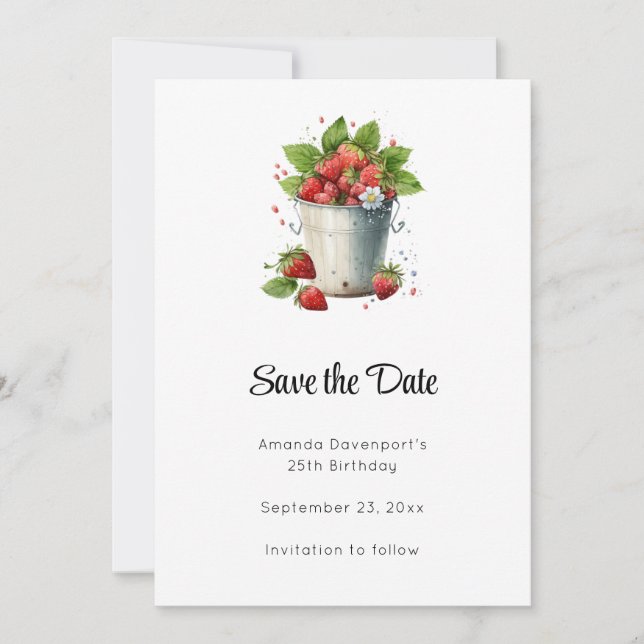 Save The Date Fraises dans un seau (Devant)