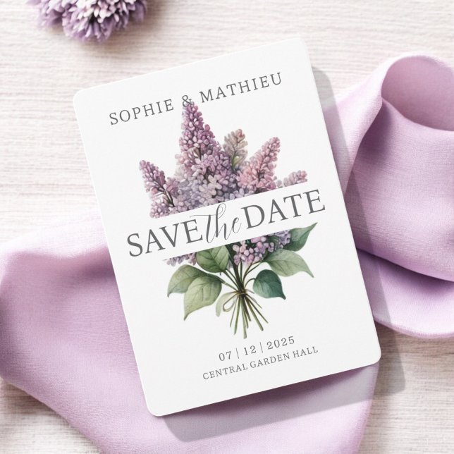 Save The Date Français Lilac Aquarelle Florale Élégante Printemp (Créateur téléchargé)