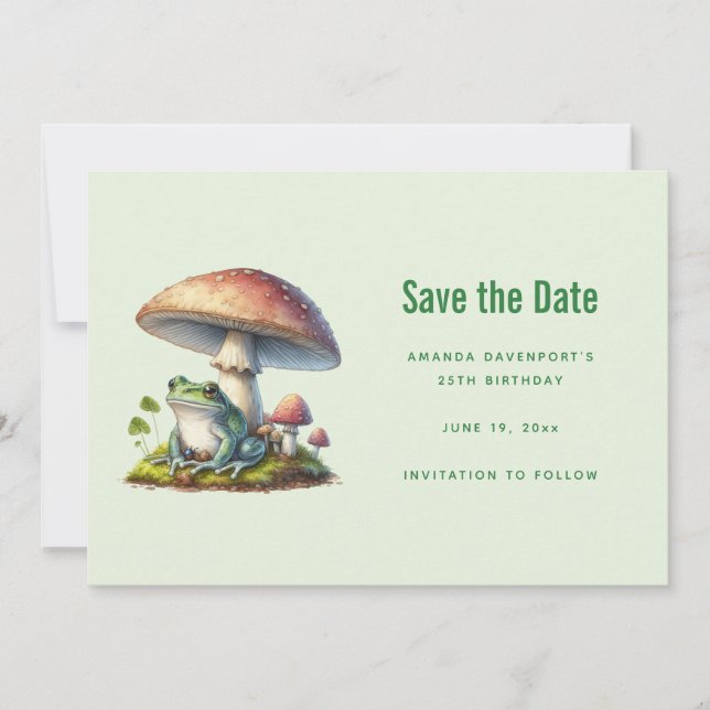 Save The Date Frog Under a Mushroom Cute Nature (Devant)