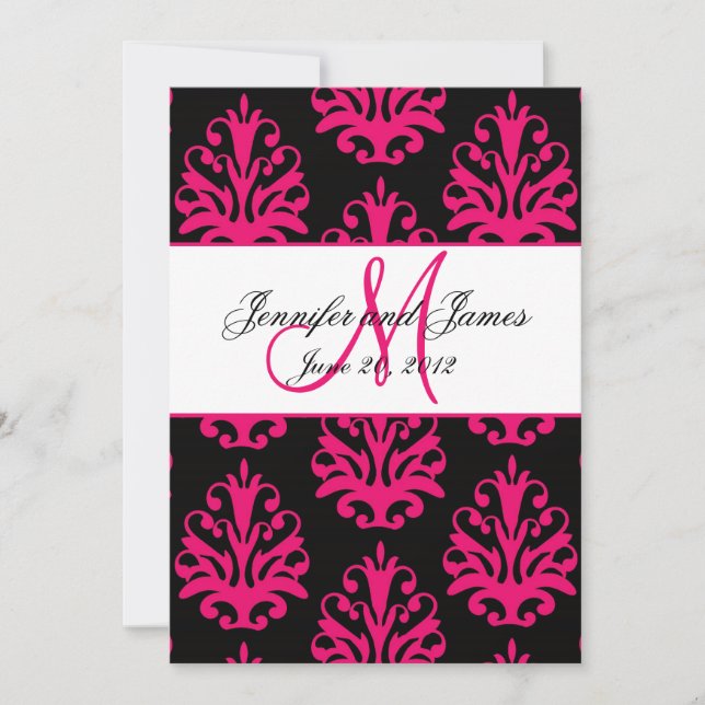 Save The Date Fuchsia Black Paisley Wedding Enregistrer la date (Devant)
