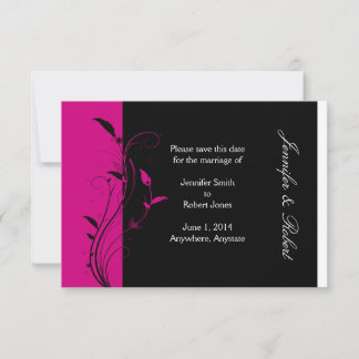 Save The Date Fuchsia et Noir Mariage Sauvez la date