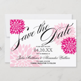 Save The Date Fuchsia et rose Floral Burst Script Enregistrer la