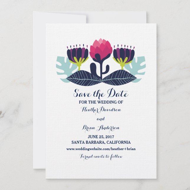 Save The Date Funky Floral Enregistrer l'Invitation de date (Devant)