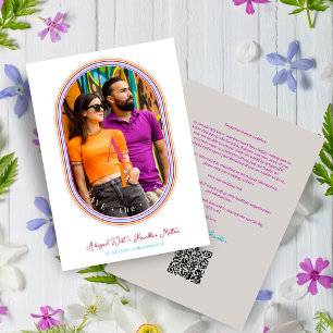 Save The Date Funky Mariage moderne Oval Multicolore Minimaliste