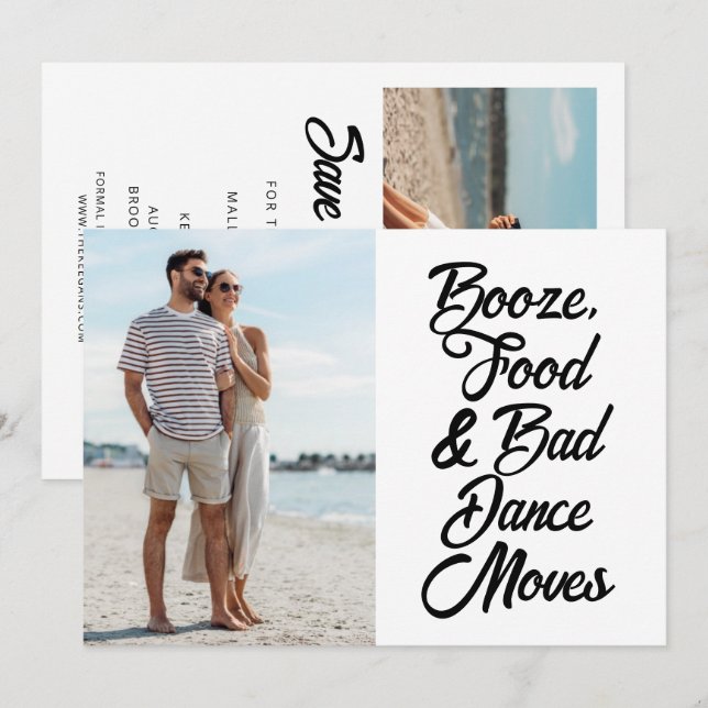 Save The Date Funny Bad Dance déplace le Mariage photo (Devant / Derrière)