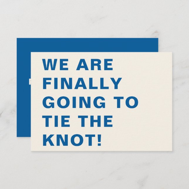 Save The Date Funny Bold Moderne Cobalt Blue Typographie Mariage (Devant / Derrière)