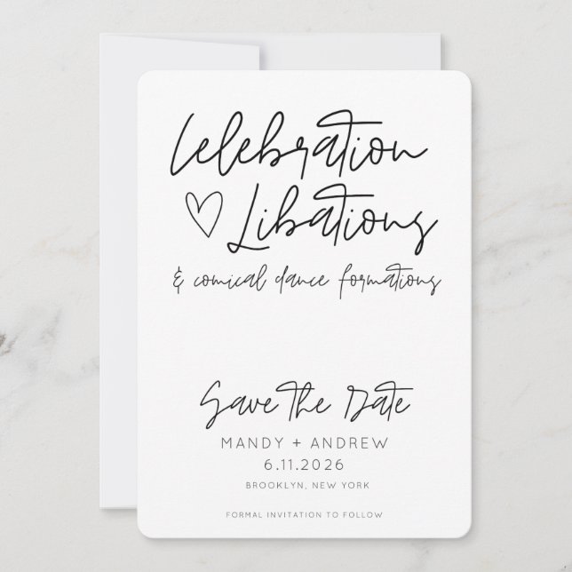 Save The Date Funny Celebrations Libatations Mariage photo (Devant)