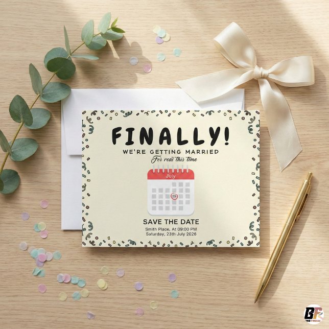 Save The Date Funny Finally Getting Married Postponed Wedding (Créateur téléchargé)