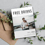 Save The Date Funny Free Dracks Mariage photo<br><div class="desc">Mariage amusant enregistrer les cartes de date dans un design gris moderne avec votre photo design personnalisé qui dit "Boissons gratuites (et nous nous marions)". Ajoutez votre photo,  vos noms,  la date et l'emplacement du mariage. Customisez la face arrière de la carte avec une deuxième photo.</div>