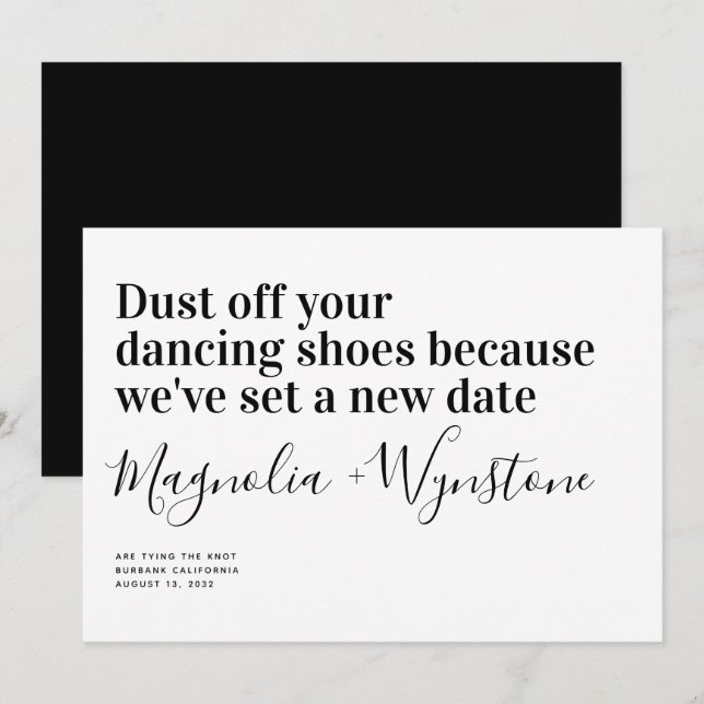 Save The Date Funny Modern Typography Mariage Changez la date (Devant / Derrière)