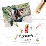 Save The Date Funny Modern Unique Photo Free Drinks Wedding<br><div class="desc">Unique Modern Funny Photo Free Drinks Wedding Save the Date Cards</div>
